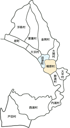 楊原村の位置を示した地図