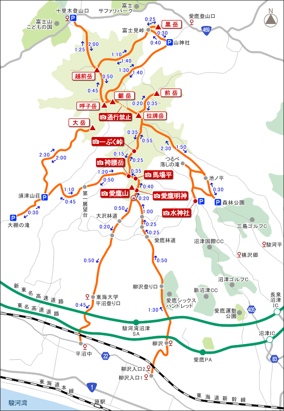 愛鷹山塊　地図