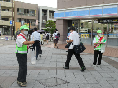 自転車盗防止キャンペーンの様子