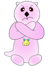 手でバツをつくるラッコ　イラスト
