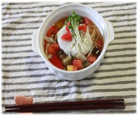 “里芋の彩り野菜”サラダ風あんかけ