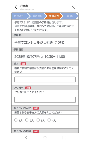 情報入力画面　イメージ