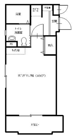 間取り図　Aタイプ（1ルーム）