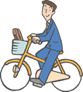 自転車に乗っている男性のイラスト