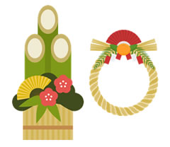 正月の門松をお飾りのイラスト