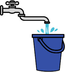 水道とバケツ