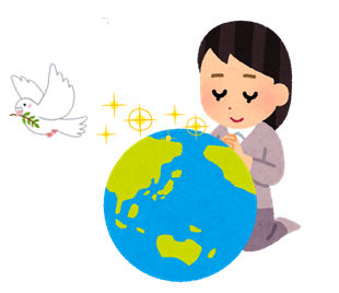 平和を祈る女性のイラスト