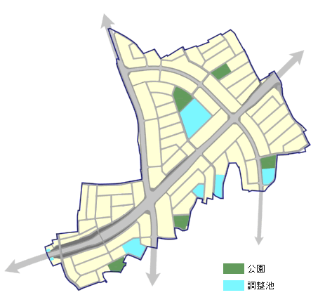 岡宮北土地区画整理事業　道路図