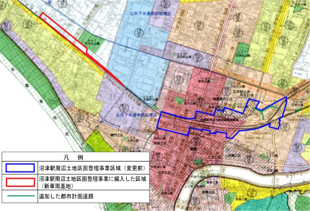 沼津駅周辺土地区画整理事業区域図