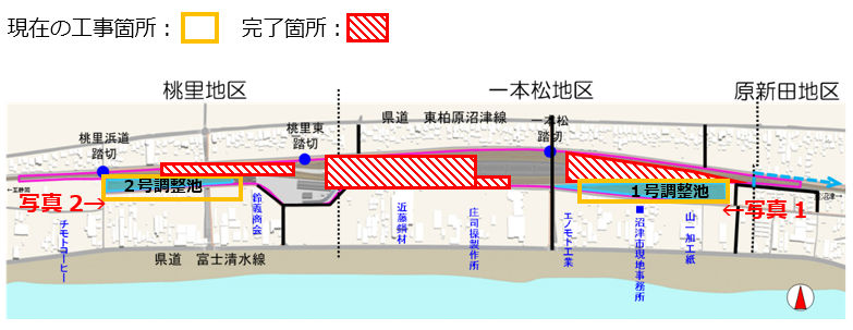 新貨物ターミナルの造成工事の進捗イメージ