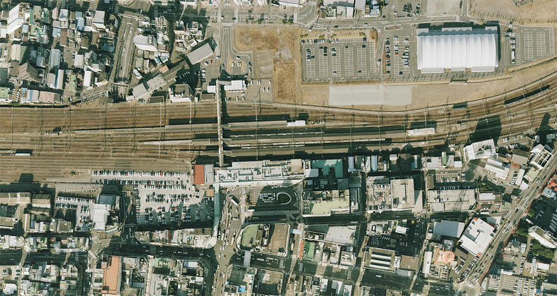 平成12年撮影の沼津駅周辺 航空写真