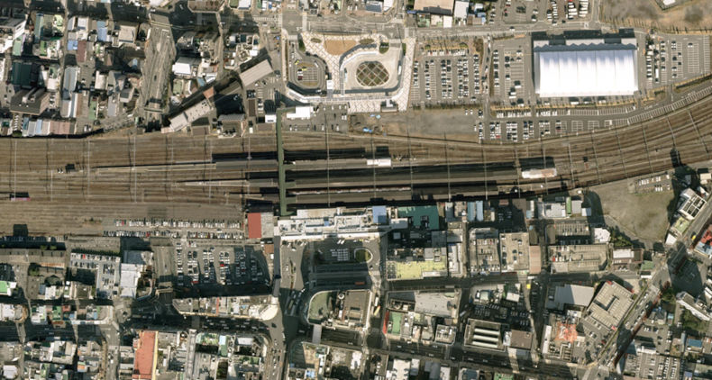 平成15年撮影の沼津駅周辺 航空写真