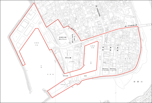 届出対象区域の地図(沼津港周辺地区)