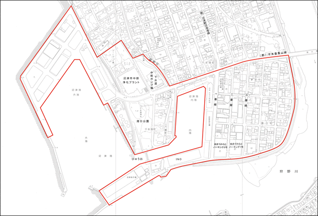 届出対象区域の地図（沼津港周辺地区）