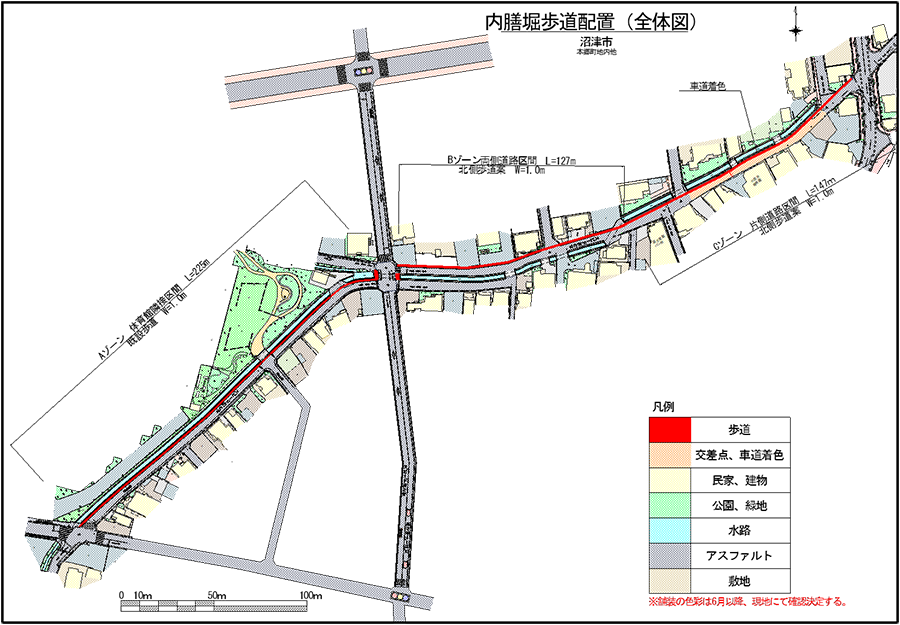 内膳堀歩道配置（全体図）
