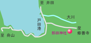 部田神社のコブ付大クス　地図