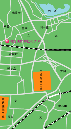 岡宮浅間神社のクス 地図