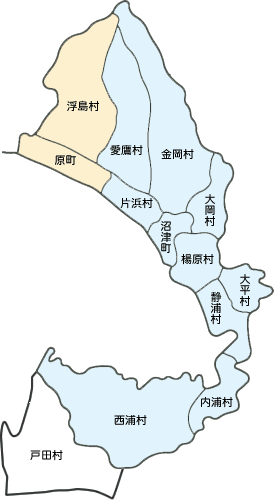 原町・浮島村の位置を示した地図
